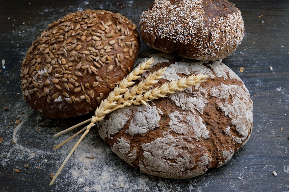 Fresh bread on a bakery counter